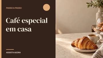 Miniatura editável Café especial em casa, com fotografia de café e croissant